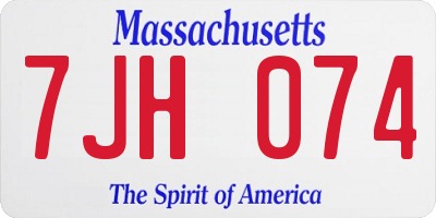 MA license plate 7JH074