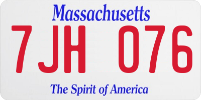 MA license plate 7JH076