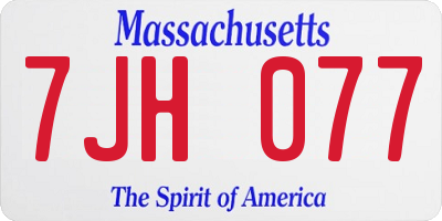 MA license plate 7JH077
