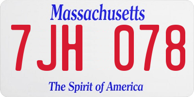MA license plate 7JH078