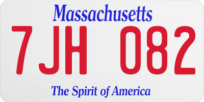 MA license plate 7JH082
