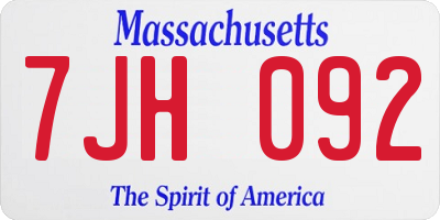MA license plate 7JH092