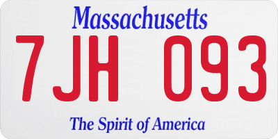 MA license plate 7JH093