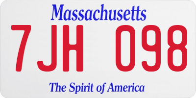 MA license plate 7JH098