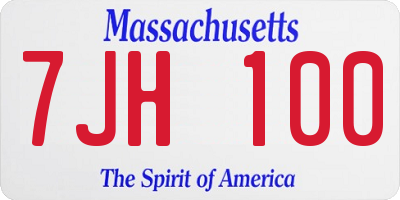MA license plate 7JH100