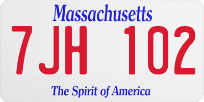 MA license plate 7JH102