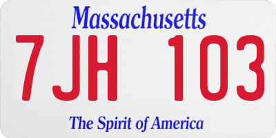 MA license plate 7JH103