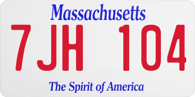 MA license plate 7JH104