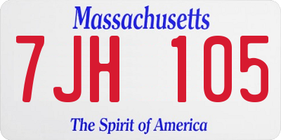 MA license plate 7JH105