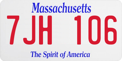 MA license plate 7JH106