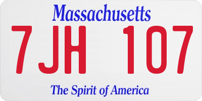 MA license plate 7JH107
