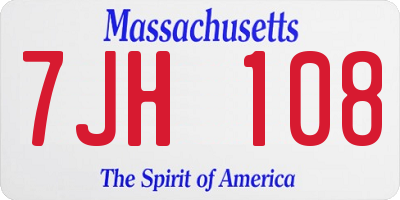 MA license plate 7JH108