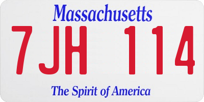 MA license plate 7JH114
