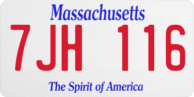 MA license plate 7JH116
