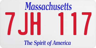 MA license plate 7JH117