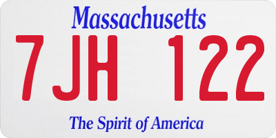 MA license plate 7JH122