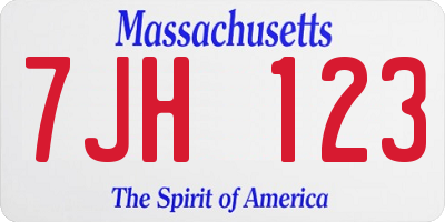 MA license plate 7JH123