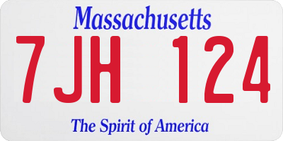 MA license plate 7JH124