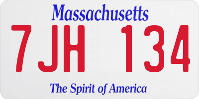 MA license plate 7JH134