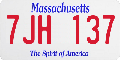 MA license plate 7JH137