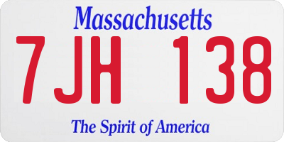 MA license plate 7JH138