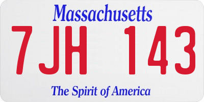 MA license plate 7JH143