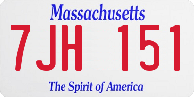 MA license plate 7JH151