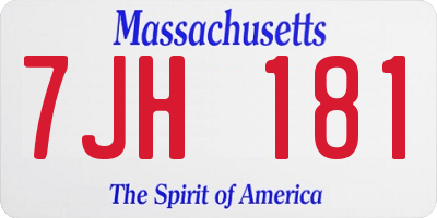 MA license plate 7JH181