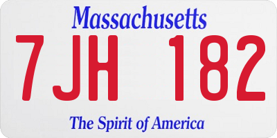 MA license plate 7JH182