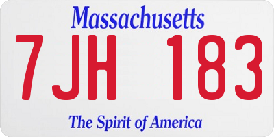 MA license plate 7JH183