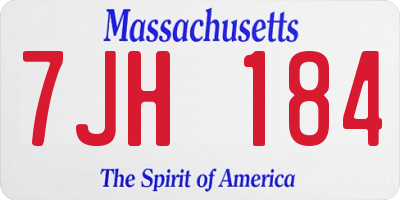 MA license plate 7JH184