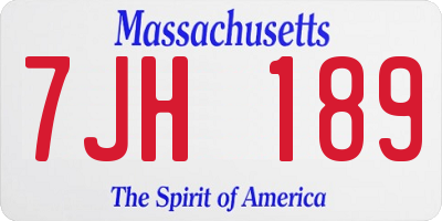 MA license plate 7JH189