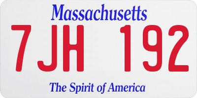 MA license plate 7JH192