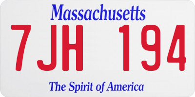 MA license plate 7JH194