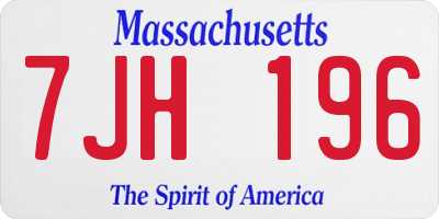 MA license plate 7JH196
