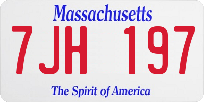 MA license plate 7JH197