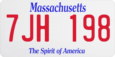 MA license plate 7JH198