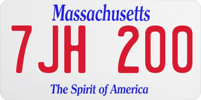 MA license plate 7JH200