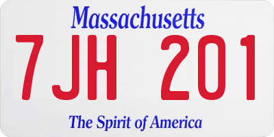 MA license plate 7JH201