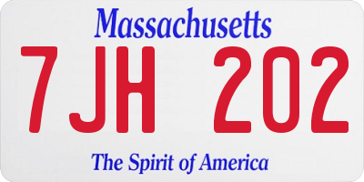 MA license plate 7JH202