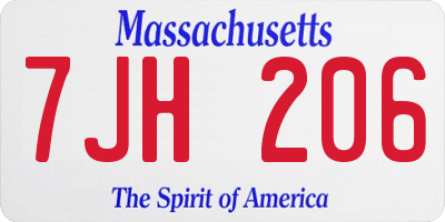 MA license plate 7JH206