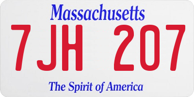 MA license plate 7JH207