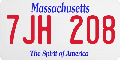 MA license plate 7JH208