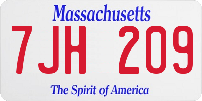 MA license plate 7JH209