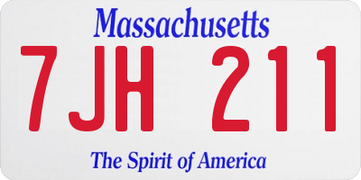 MA license plate 7JH211