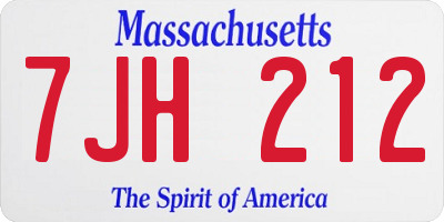 MA license plate 7JH212