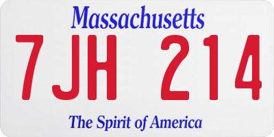 MA license plate 7JH214
