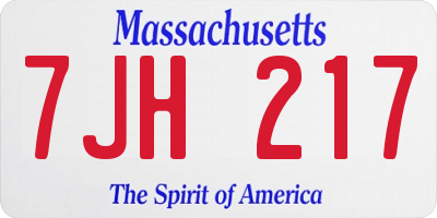 MA license plate 7JH217