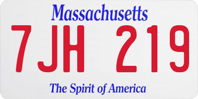 MA license plate 7JH219