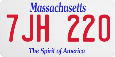 MA license plate 7JH220